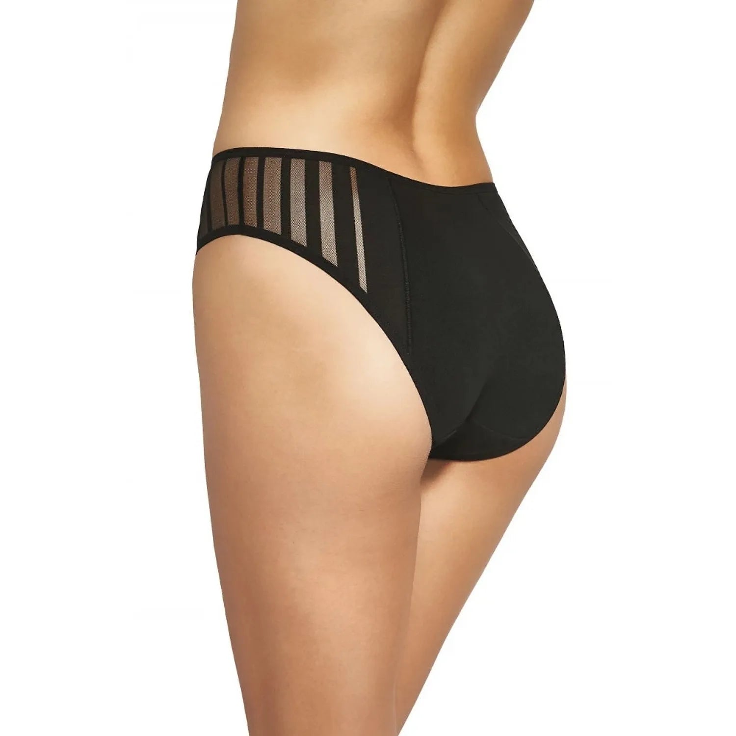 Culotte modelante noire Gabidar en coton élasthanne, taille haute, détails transparents, confort et élégance.