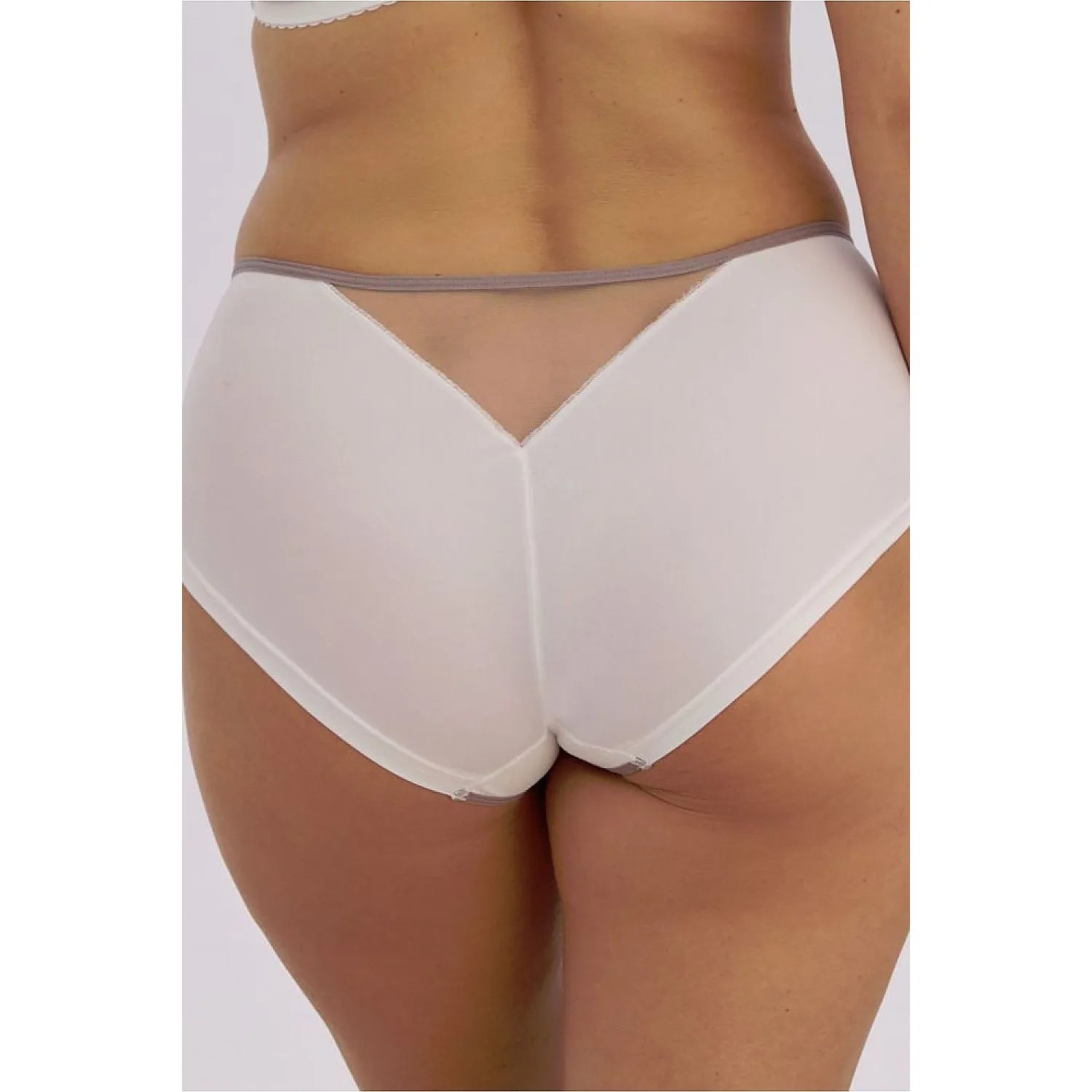 Culotte taille haute blanche en microfibre avec dentelle, modèle Judith 228497 Gaia, élégante et confortable.