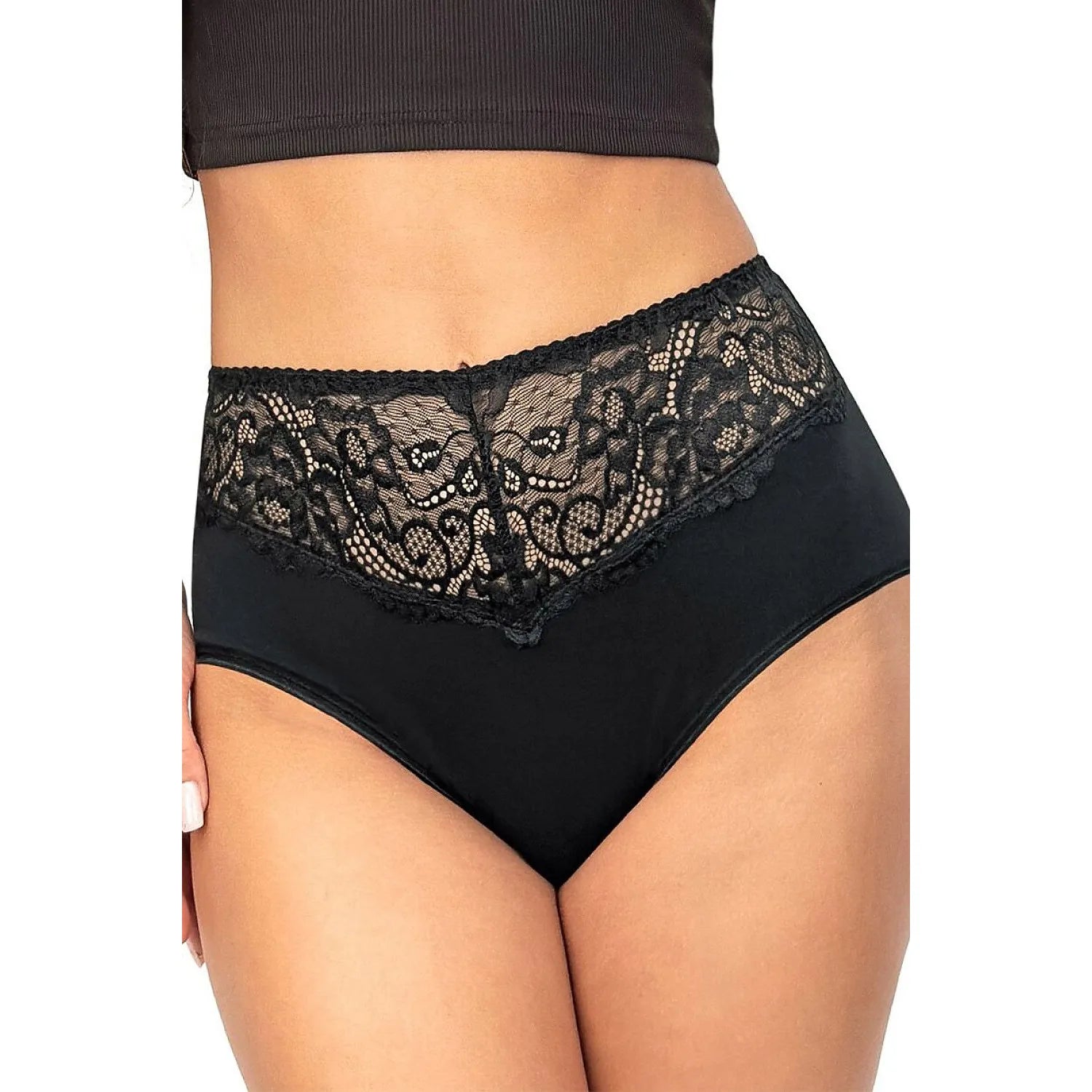 Culotte coton taille haute dentelle confort couleurs classiques Donna 243