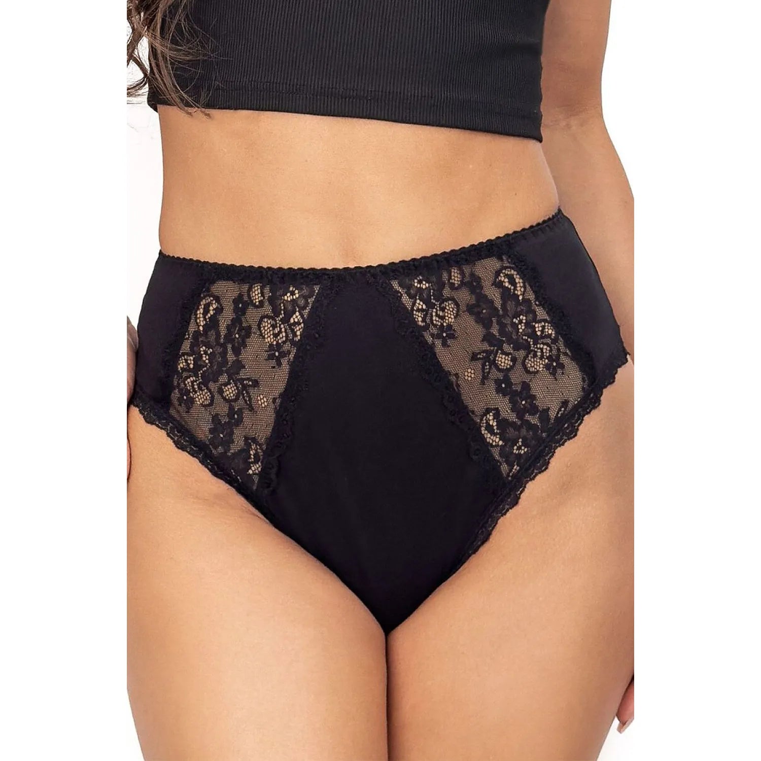 Culottes taille haute élégantes confort quotidien dentelle douce femme noir blanc