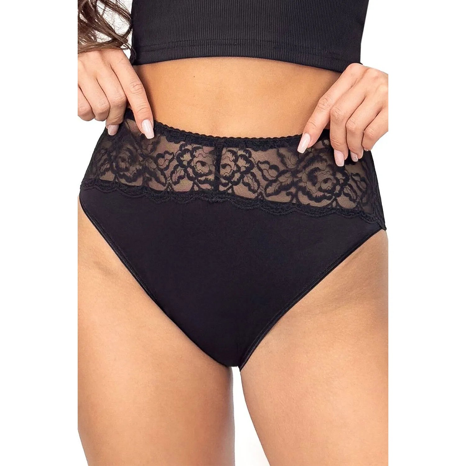 Culottes taille haute femme élégance confort dentelle noire viscose