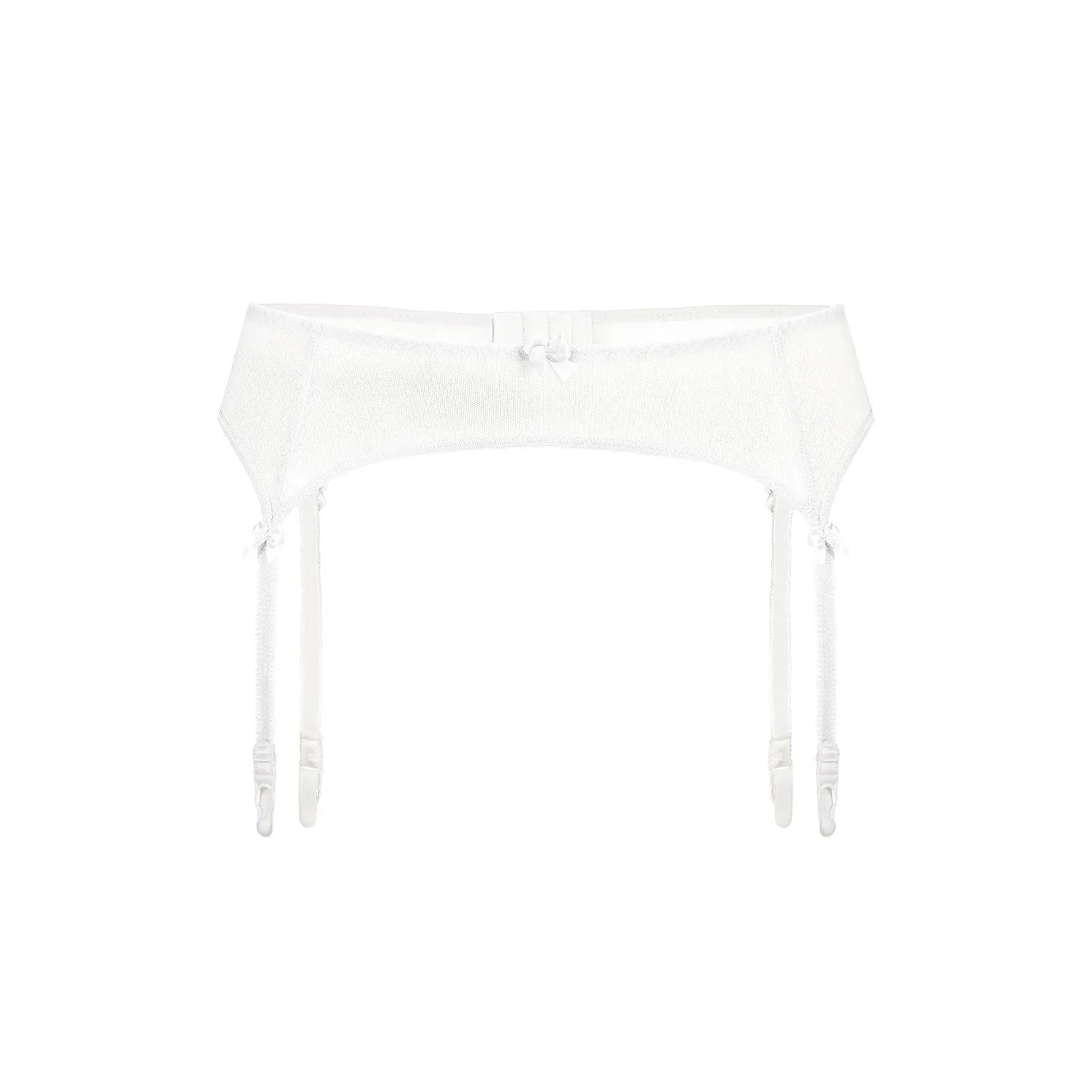 Ceinture porte-jarretelles blanche classique, modèle 228842 Teyli, avec crochets réglables et quatre bandes fines.