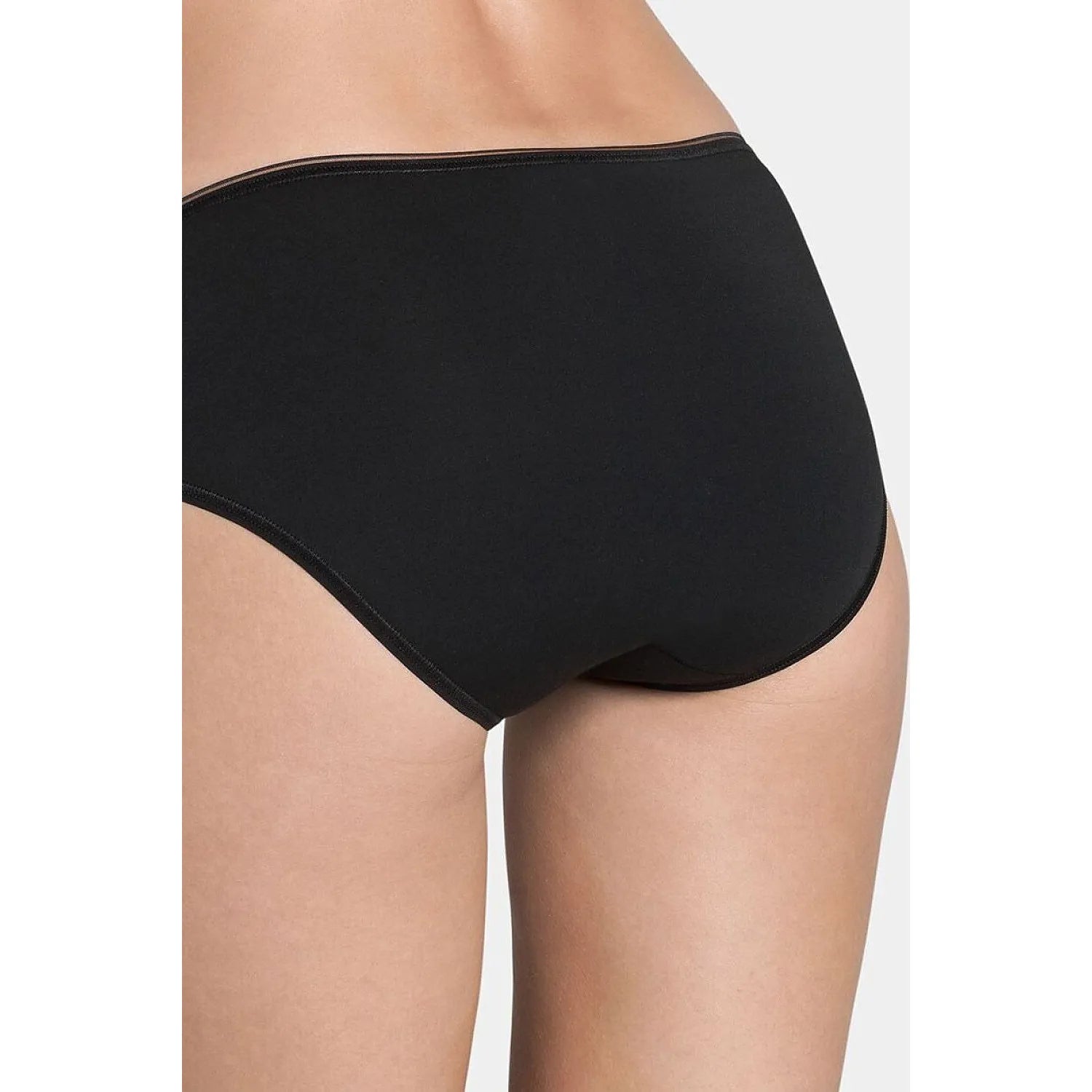 Culotte femme noire en coton élasthanne, coupe midi, ajustement parfait, confort respirant pour peaux sensibles.