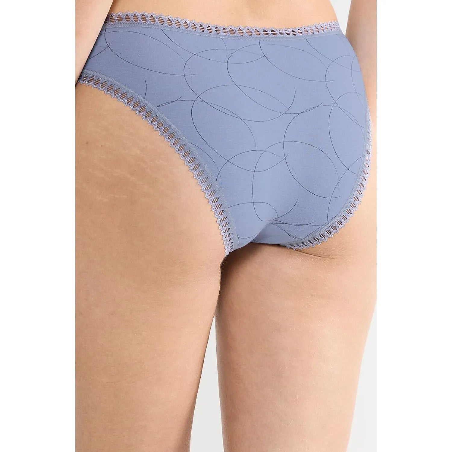 Culottes hipster en coton bio bleu avec dentelle, motif circulaire, confortables et élégantes pour femme, pack de 3.