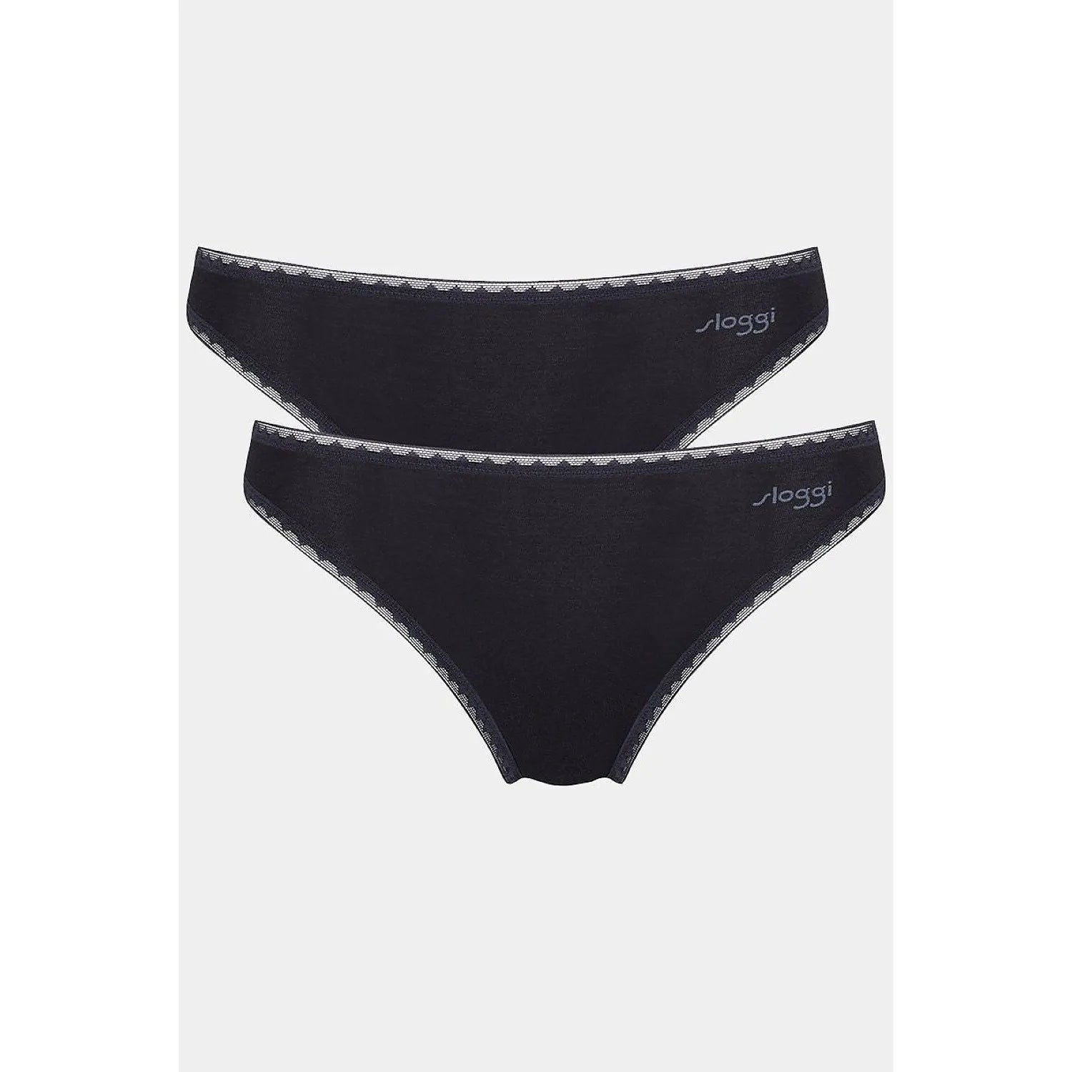 Culottes coton bio femmes dentelle géométrique confort quotidien noir 2 paires