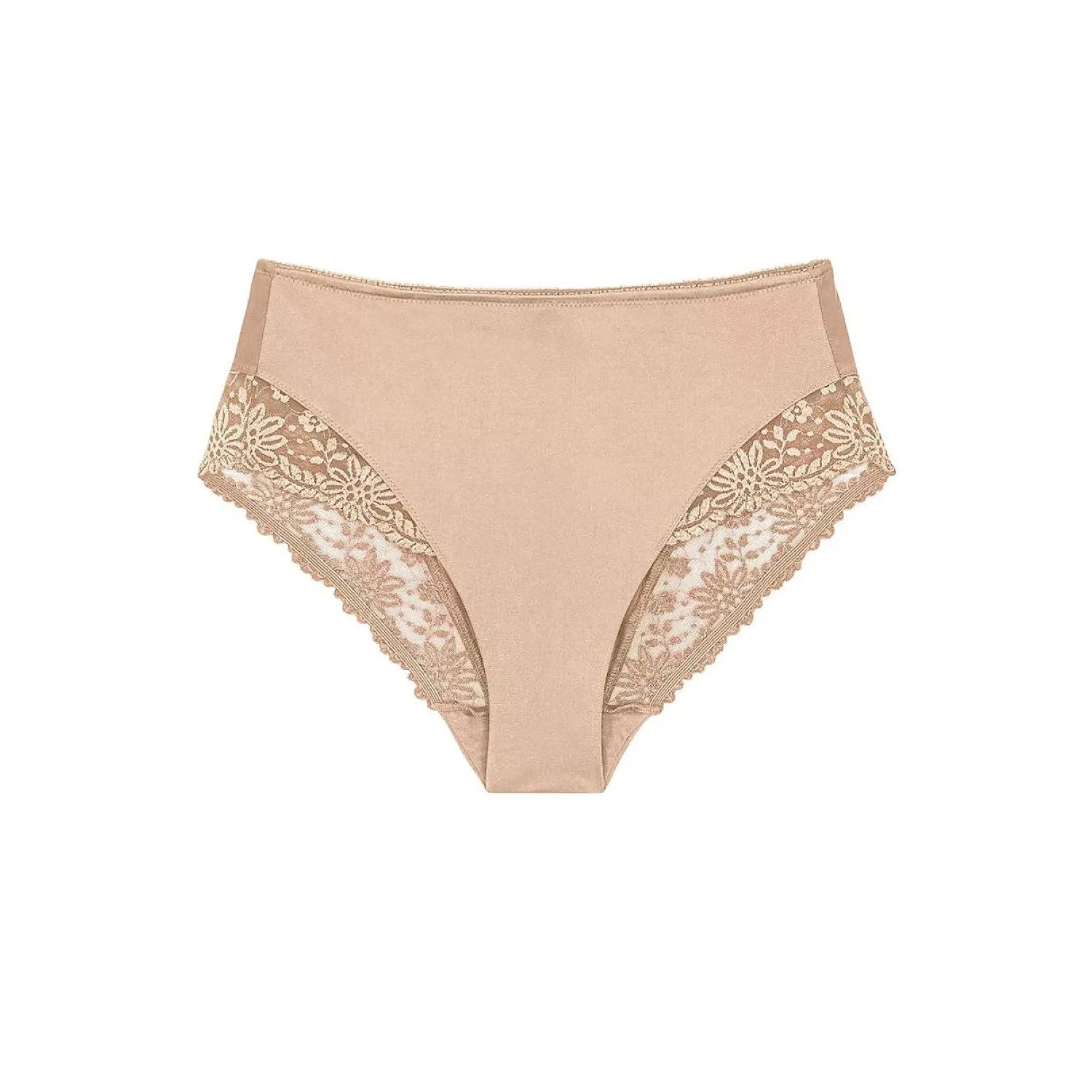 Culotte beige taille haute dentelle élégante Ladyform 10210671, confort et sophistication pour silhouette affinée.