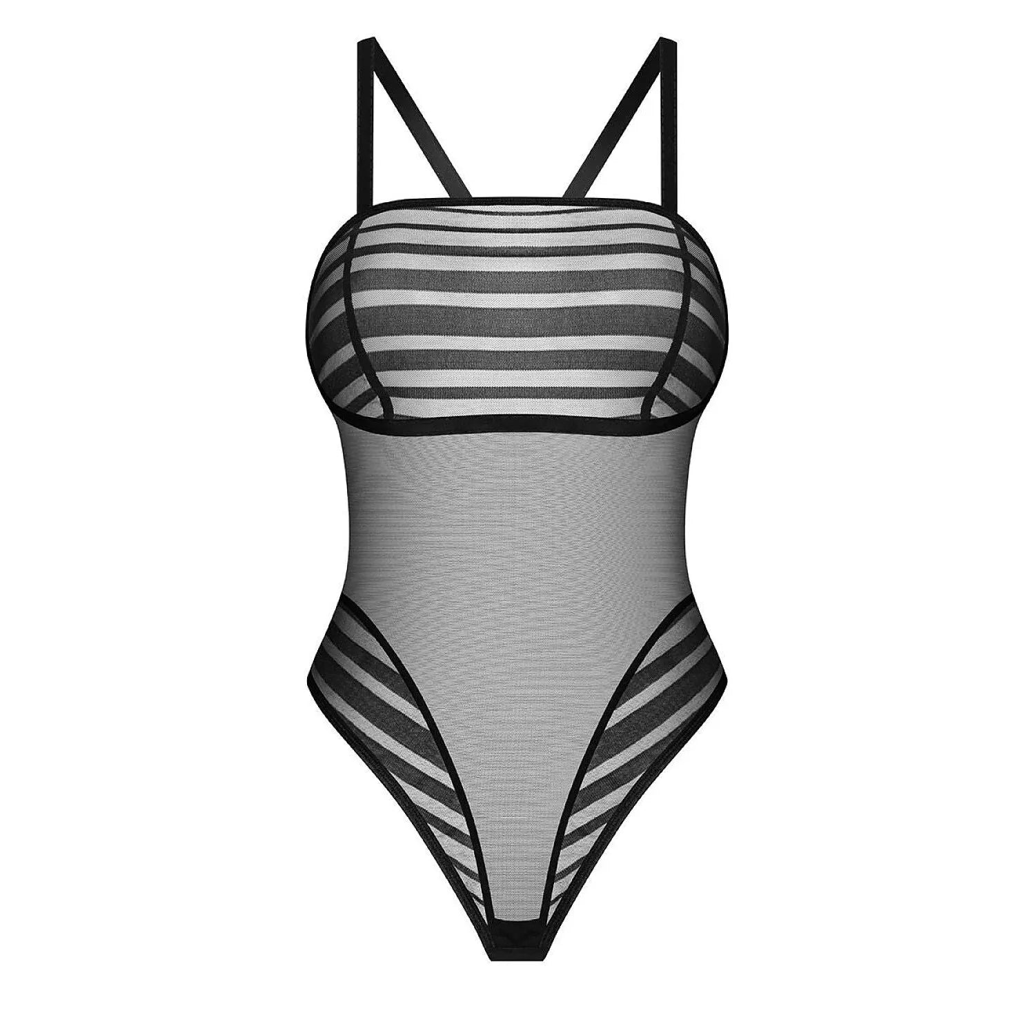 Body Lune Bellis noir maille géométrique ajustée, design moderne et élégant, bretelles fines, confort féminin.