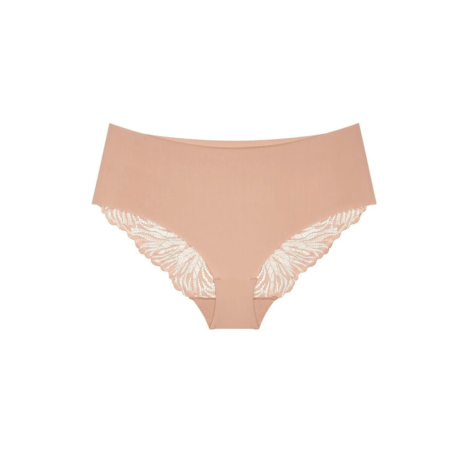 Culotte Triumph beige en microfibre douce, coupe maxi classique, finition sans couture, détails délicats aux jambes.