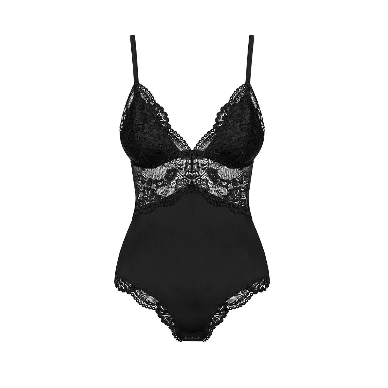 Body dentelle noir dos nu élégant, motifs floraux, bretelles fines, idéal occasions spéciales, style sophistiqué.