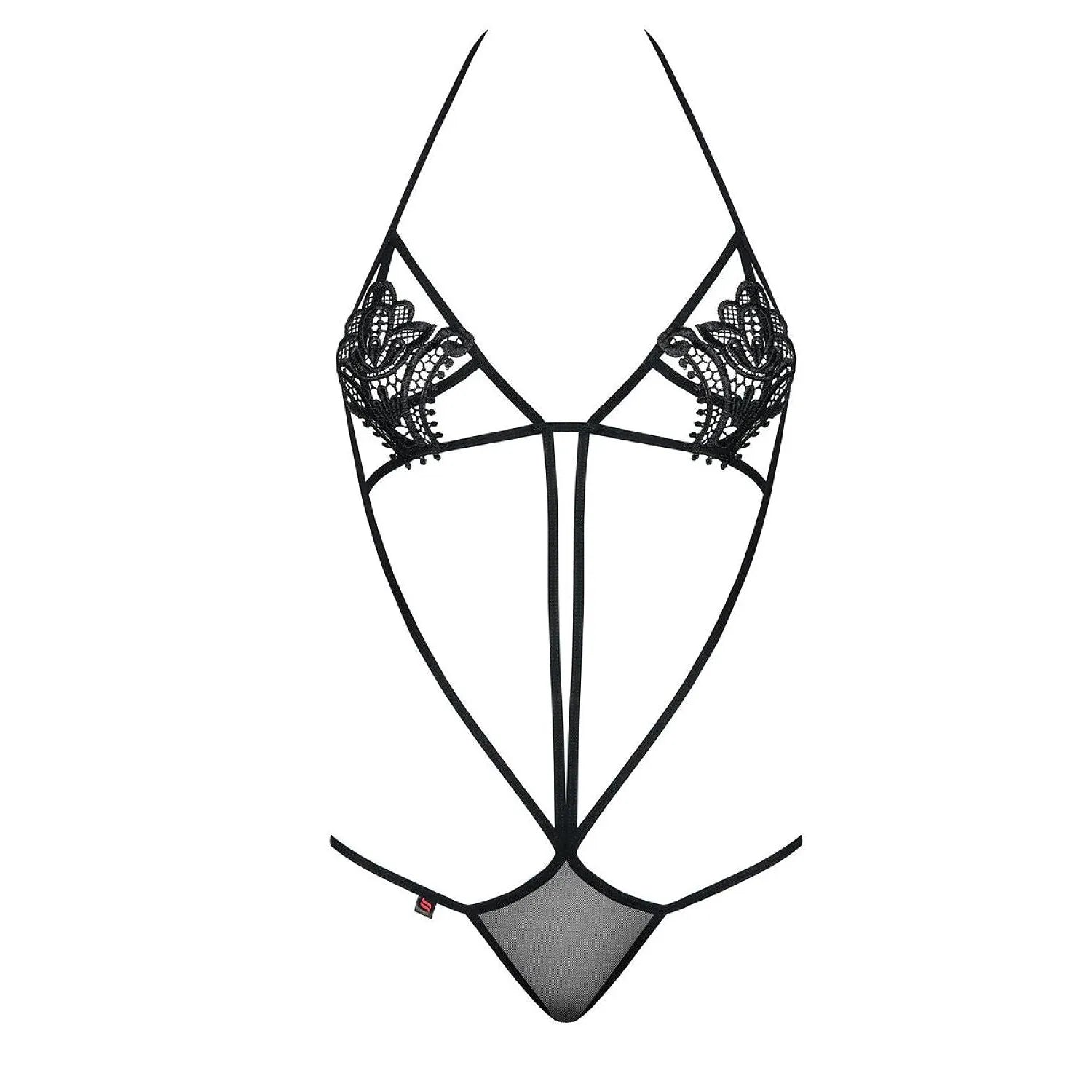 Body noir sensuel femme, design audacieux, détails floraux ajustables, coupe élégante, confort optimal.