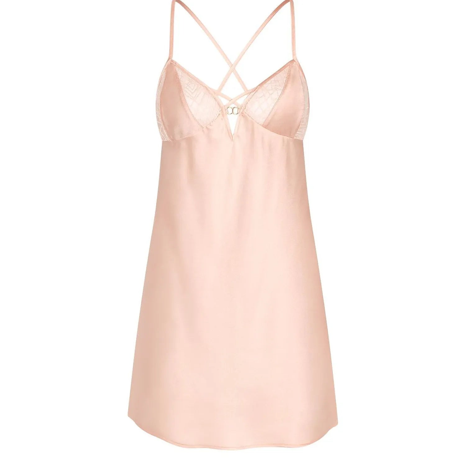 Chemise de nuit satin pêche avec dentelle, élégante et féminine, Triumph, coupe moderne, confort luxueux.