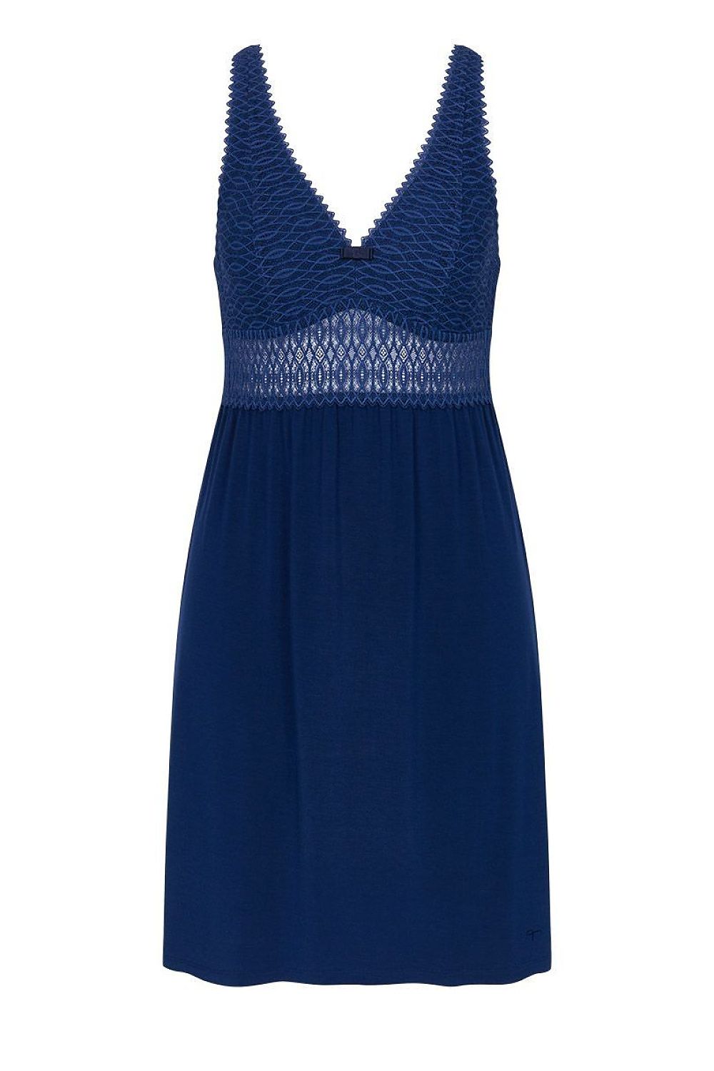 Chemise de nuit bleue Triumph Aura Spotlight, tissu doux Lenzing TENCEL, bretelles fines, soutien poitrine délicat.