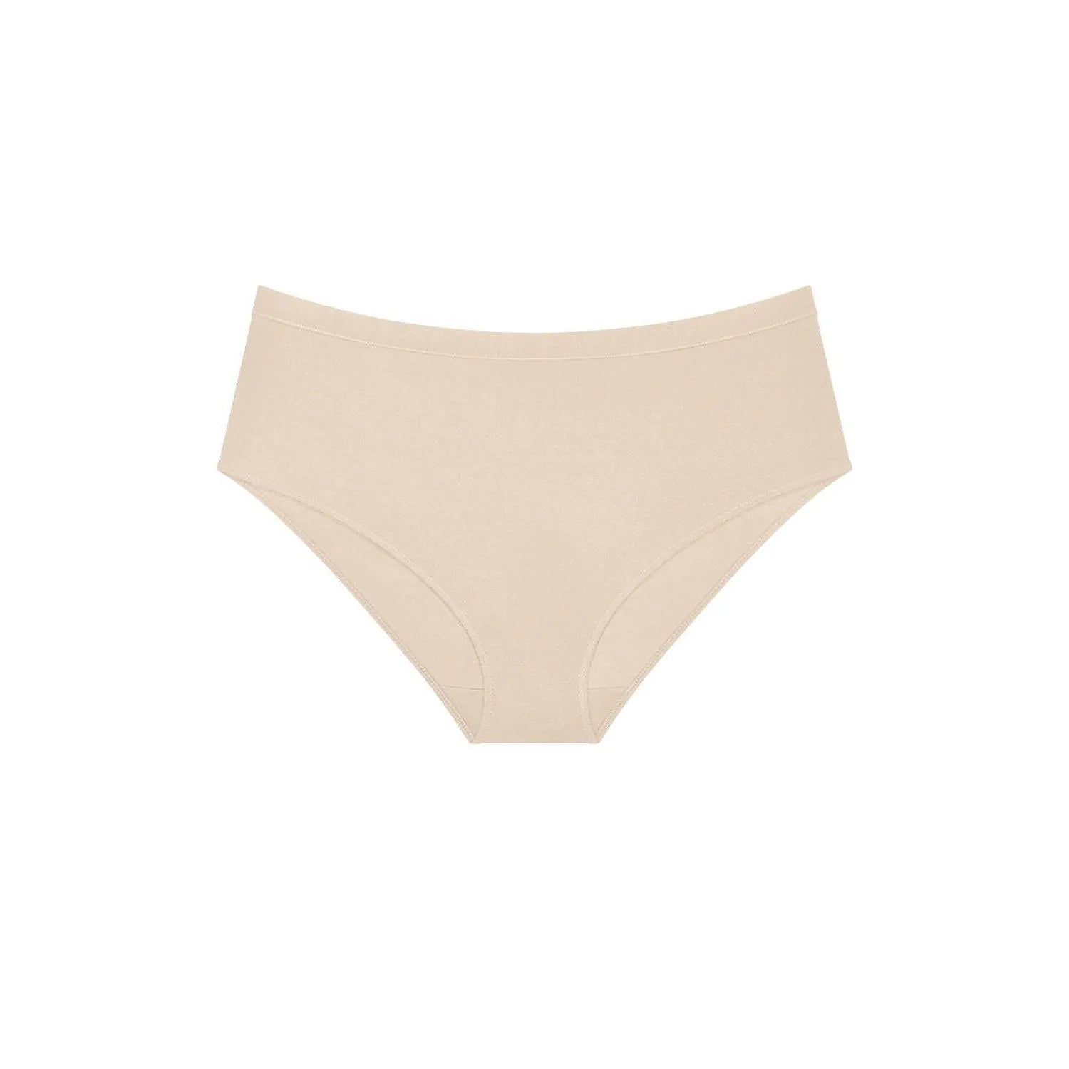 Culotte taille haute beige en modal doux, respirante et invisible, idéale sous vêtements ajustés pour confort et élégance.