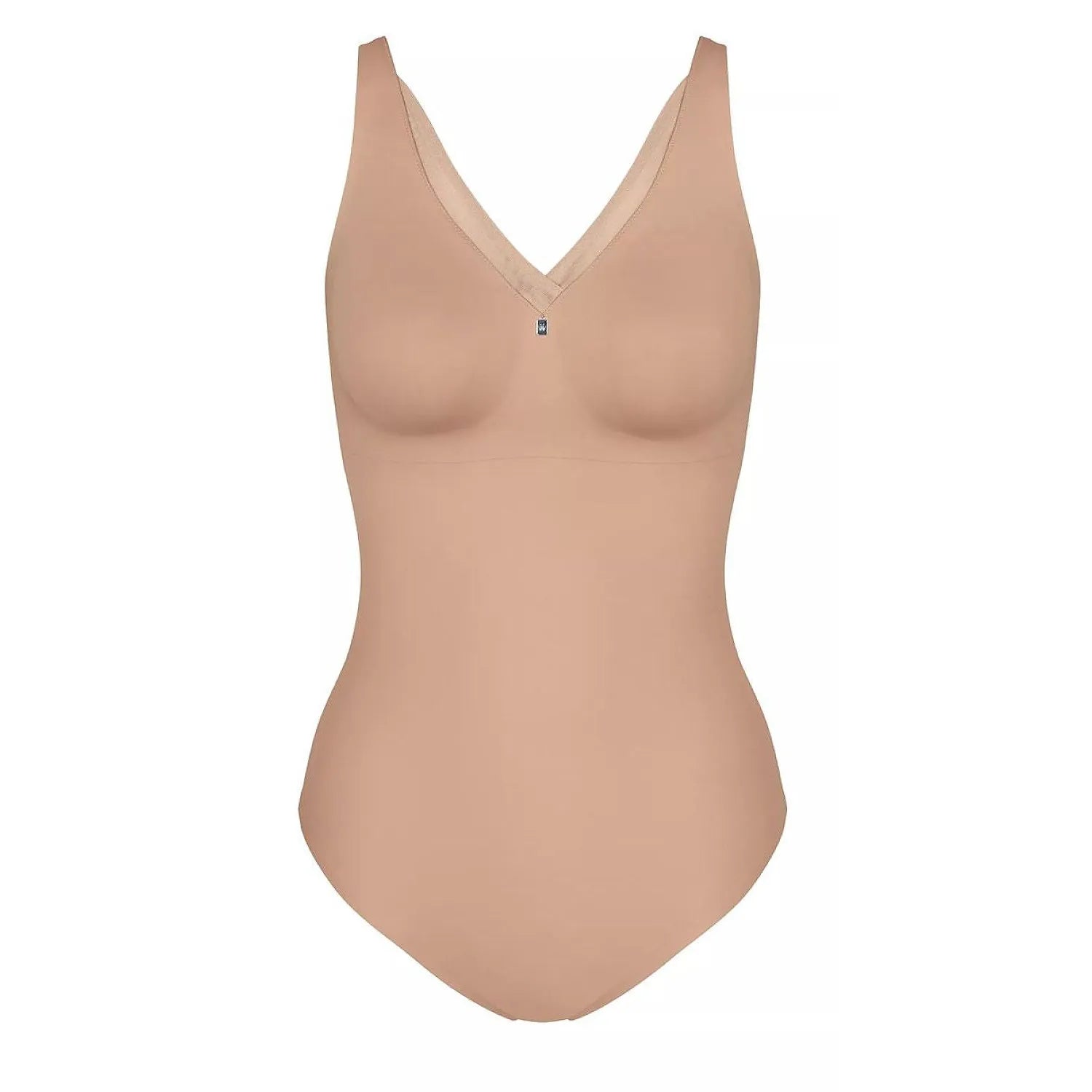 Body Triumph chair beige sans armatures, effet lissant, décolleté en V, idéal sous tenues ajustées pour silhouette élégante.