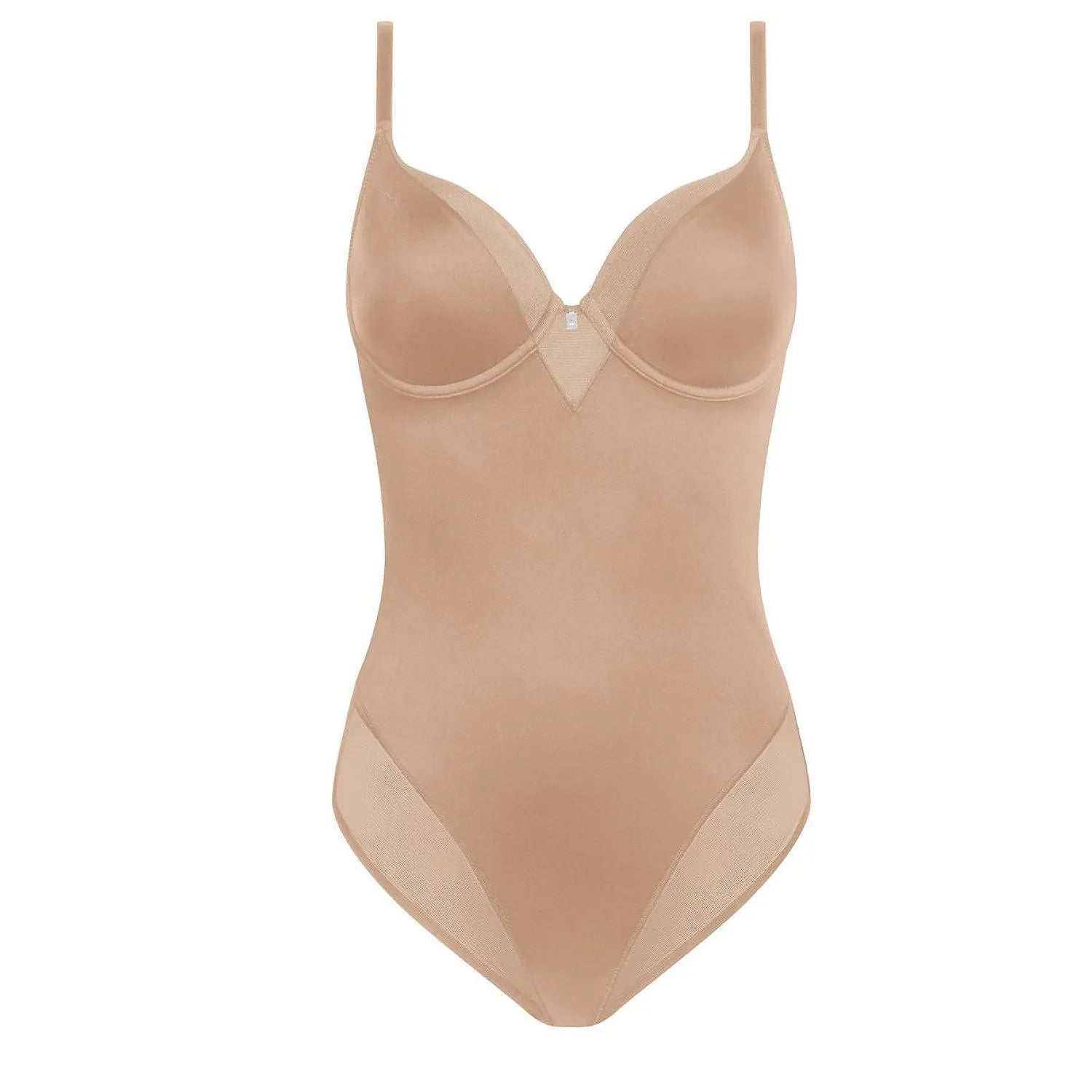 Body model 230332 Triumph beige, silhouette modelante, bonnets à armatures renforcés, bretelles fines, confort invisible.