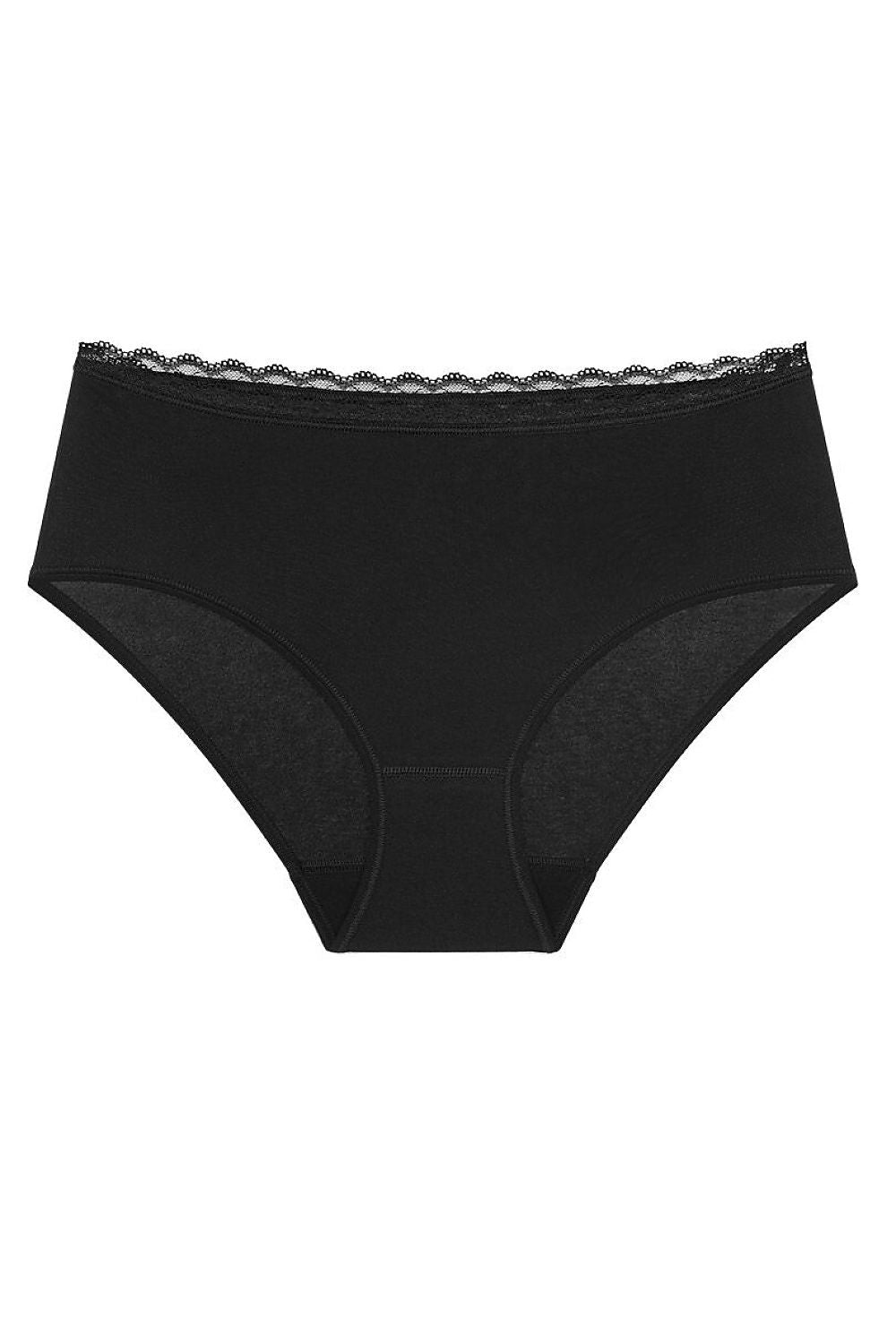 Culottes noires sans couture en coton bio, dentelle fine à la taille, design minimaliste et élégant, modèle Triumph 230702.