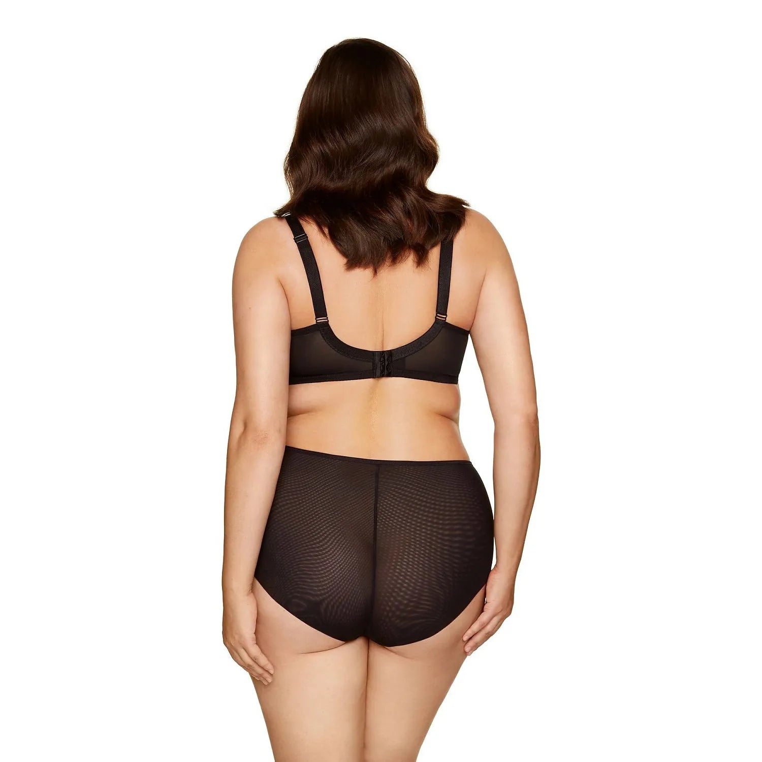 Culotte noire en tulle et dentelle florale Gorteks, nœud central, taille haute, élégante et confortable.