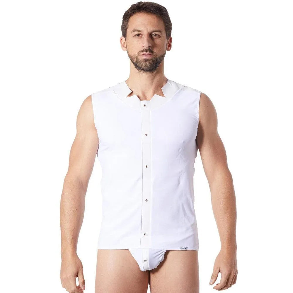 Débardeur Blanc Effet Satiné Style Cuir