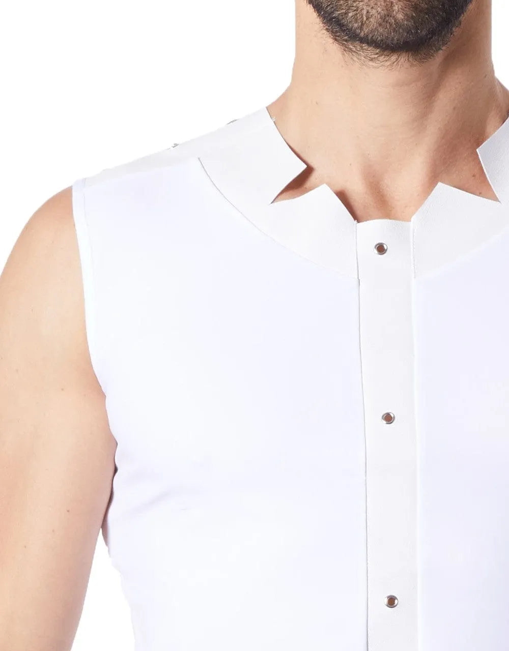 Débardeur Blanc Effet Satiné Style Cuir