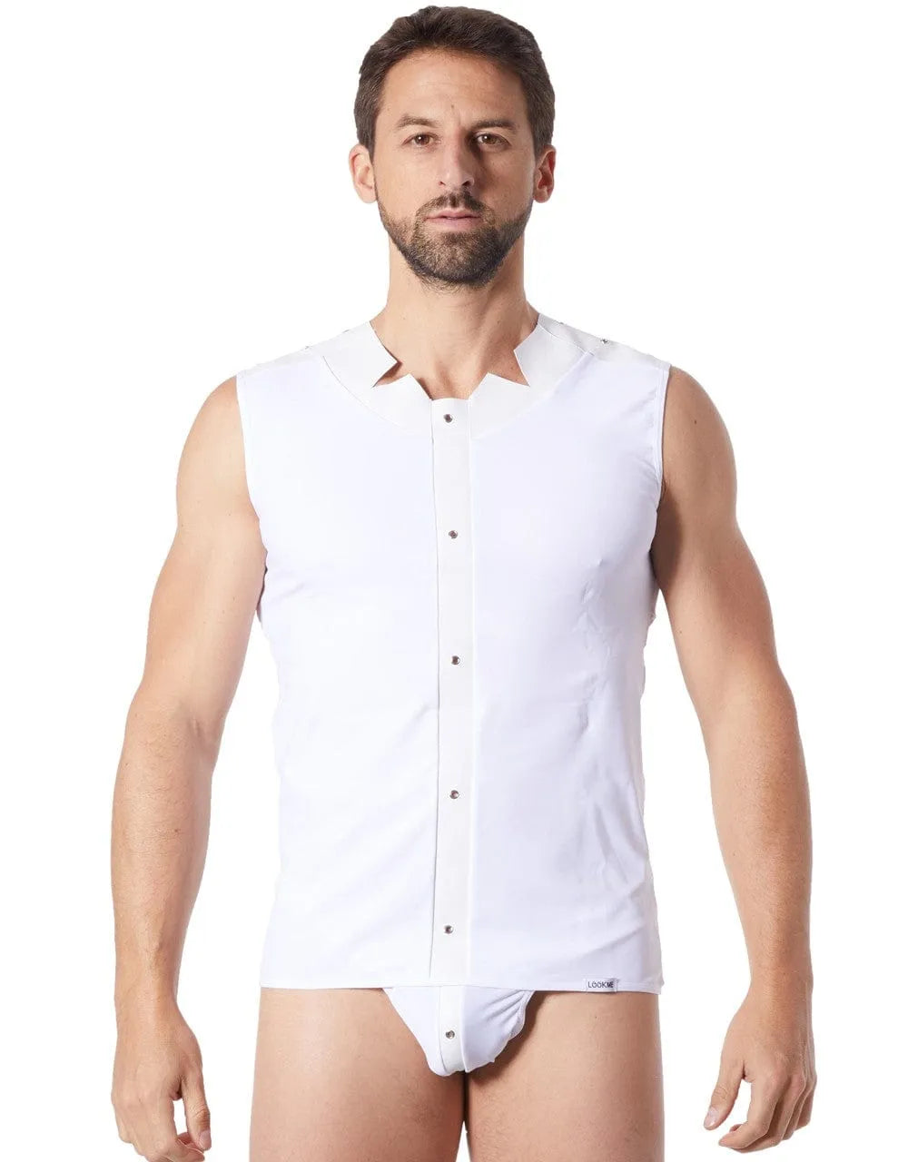 Débardeur Blanc Effet Satiné Style Cuir