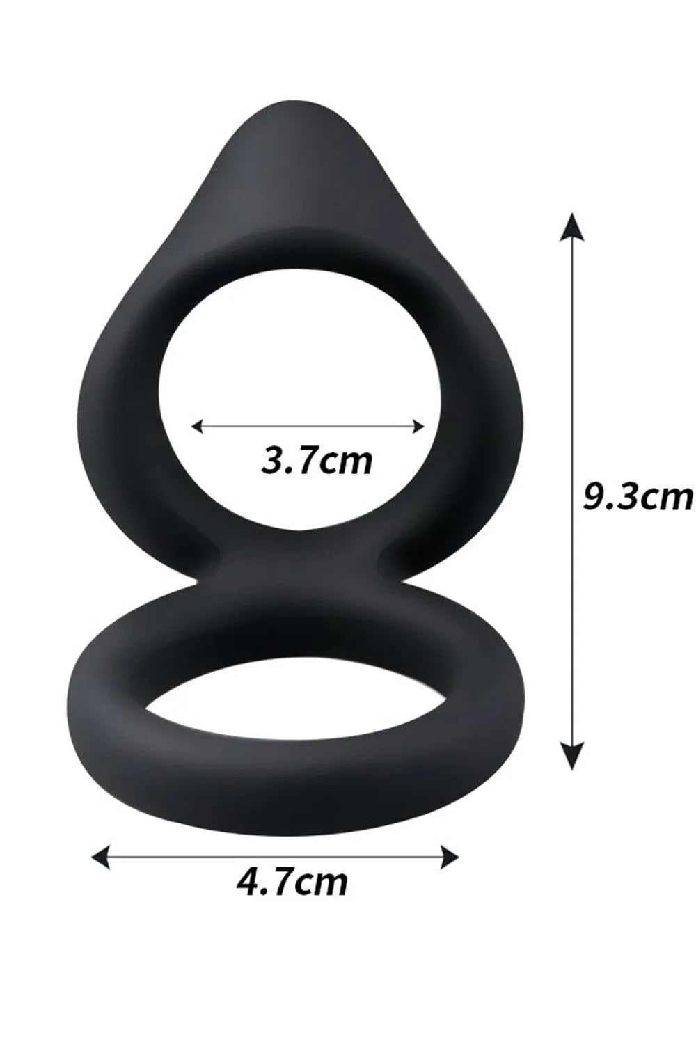 Double Cockring En Silicone Noir Multi Position
