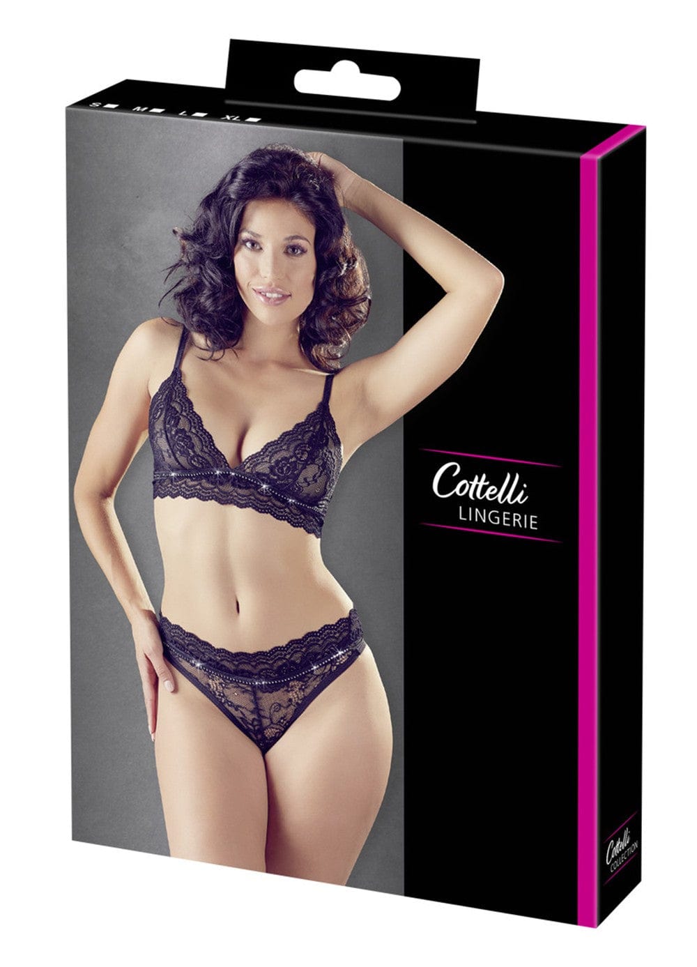 Ensemble 2 pièces dentelle avec strass - OR2213621BLK