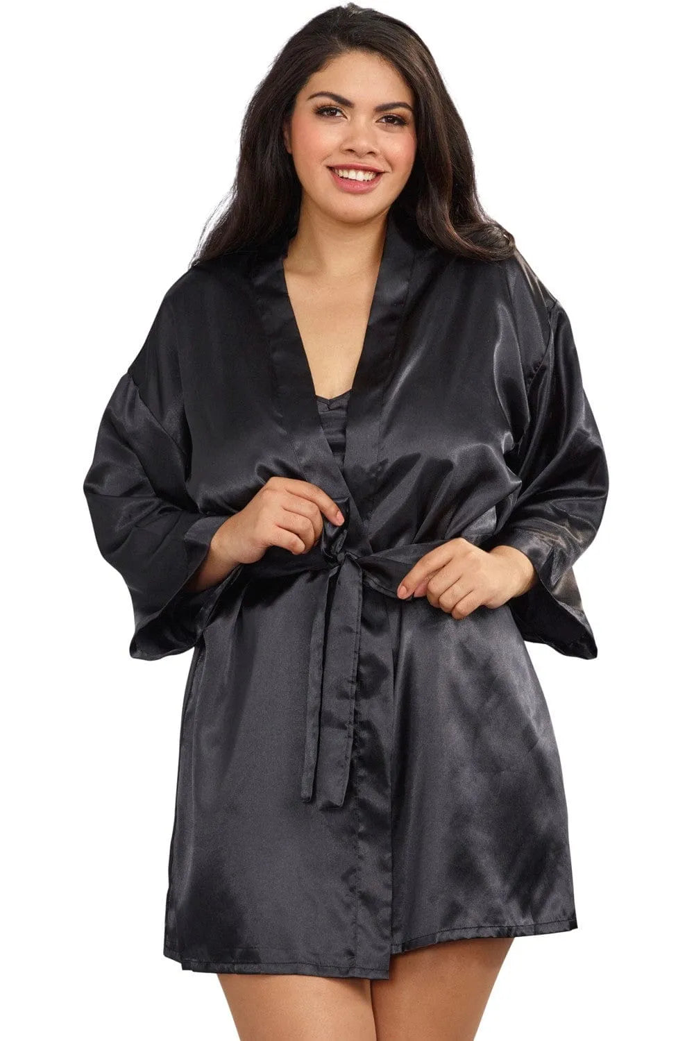 Ensemble De Nuit Satin Grande Taille Noir