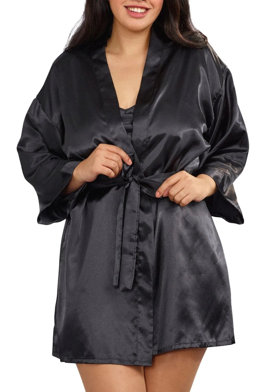 Ensemble De Nuit Satin Grande Taille Noir