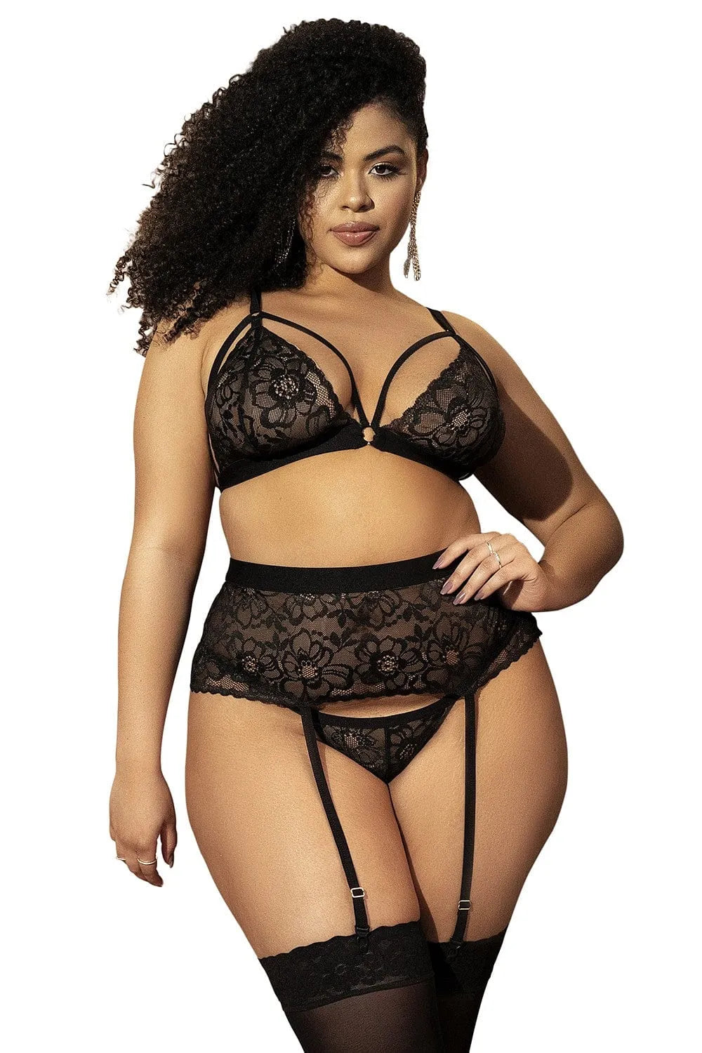 Ensemble Lingerie Grande Taille Dentelle Noire