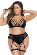 Ensemble Lingerie Grande Taille Noir Avec Porte-Jarretelles