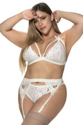 Ensemble Lingerie Ivoire Dentelle Pour Femmes Rondes