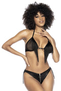 Ensemble Lingerie Noire Triangle À Franges Sexy