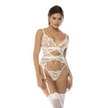 Ensemble Lingerie Résille Brodée Blanche Pour Noces