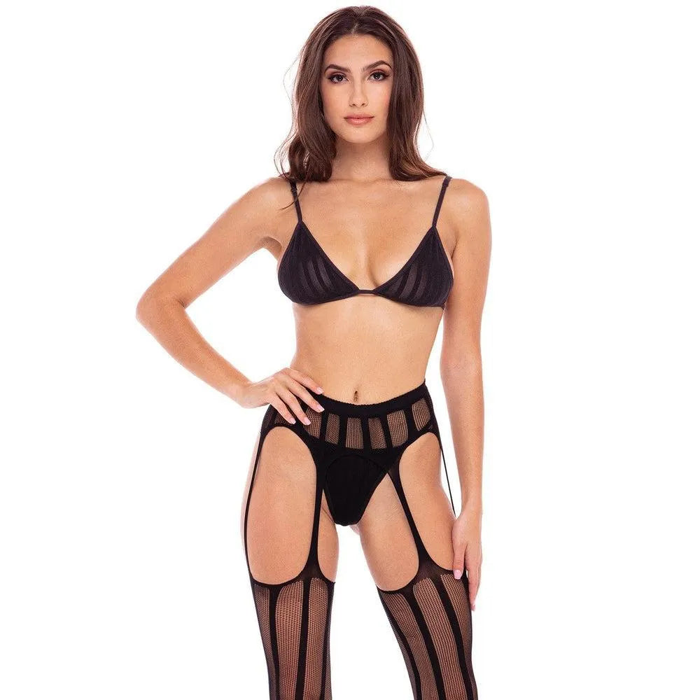 Ensemble Lingerie Résille Noire Sexy