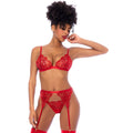 Ensemble Lingerie Rouge Brodé Floral Luxe