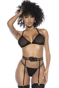 Ensemble Lingerie Sexy Noir En Résille Et Dentelle
