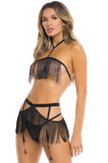 Ensemble Lingerie Sexy Noir À Franges René Rofé