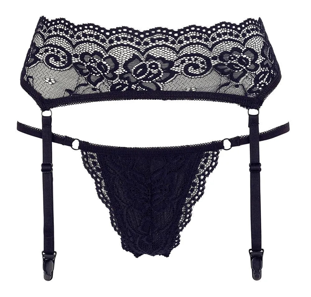 Ensemble Porte-Jarretelles Dentelle Noire Ajustable Sexy