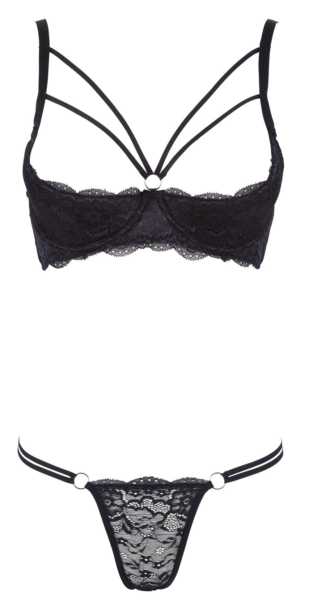 Ensemble soutien-gorge demi seins a armatures et string - R2221098