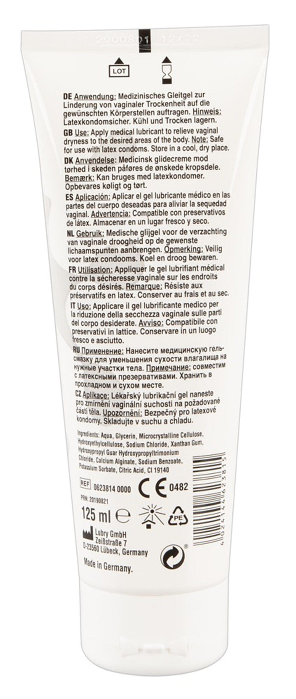 Gel lubrifiant à base d'eau imitation sperme 125 ml - R623814