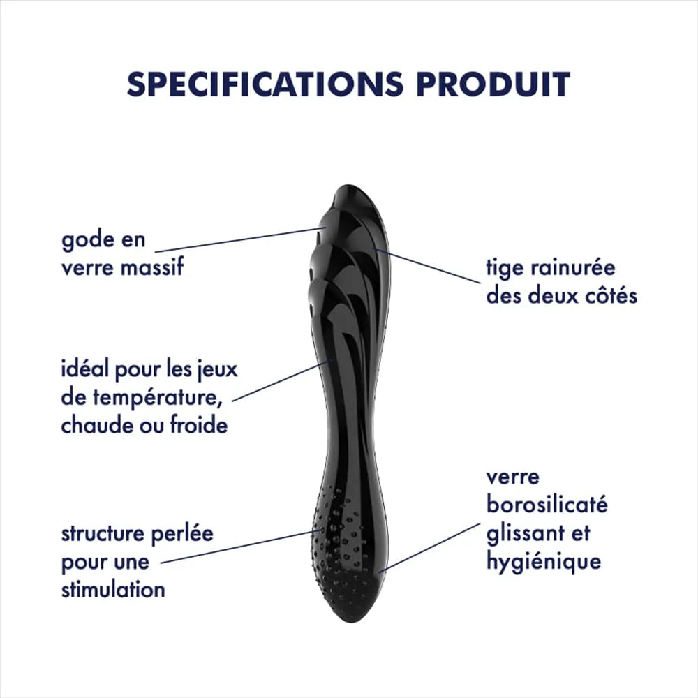 Gode En Verre Borosilicaté Noir Pour Stimulation G-Spot