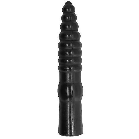 Gode Long Noir Cannelé En Pvc