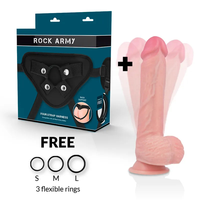 Gode Réaliste Silicone Ventouse Harnais Rock Army