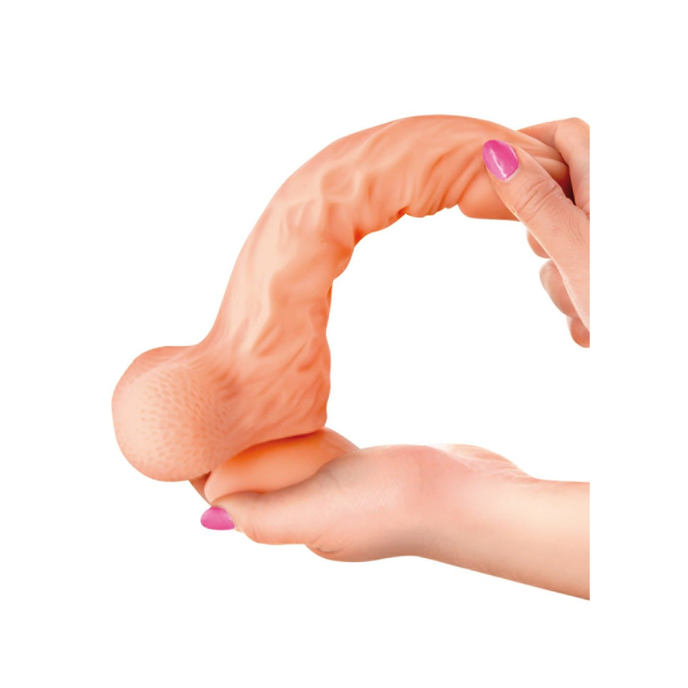 Gode réaliste veiné ventouse va-et-vient prépuce testicules billes mouvantes 18.5cm - CC514105