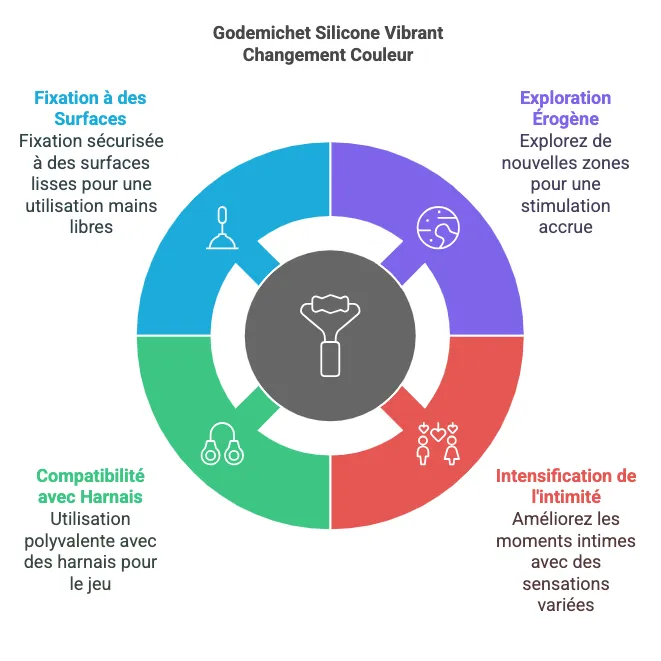 Godemichet Silicone Vibrant Changement Couleur