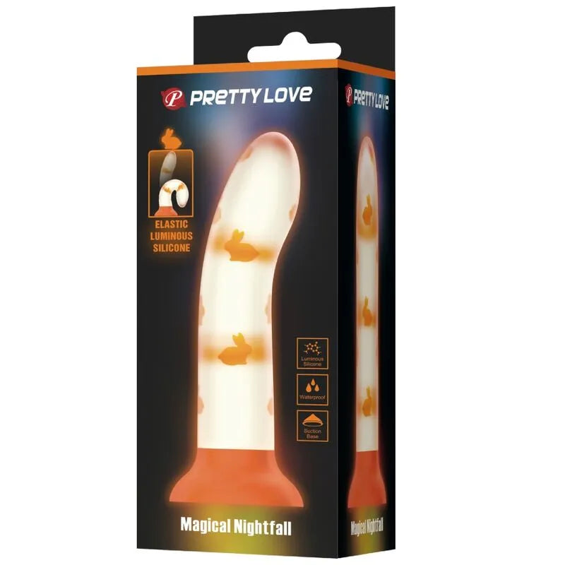 Grand Gode Lumineux Silicone Ventouse Orange