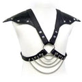 Harnais Cuir Avec Ailes Et Chaînes Métal