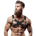 Harnais poitrine cuir végétalien homme élégant ajustable
