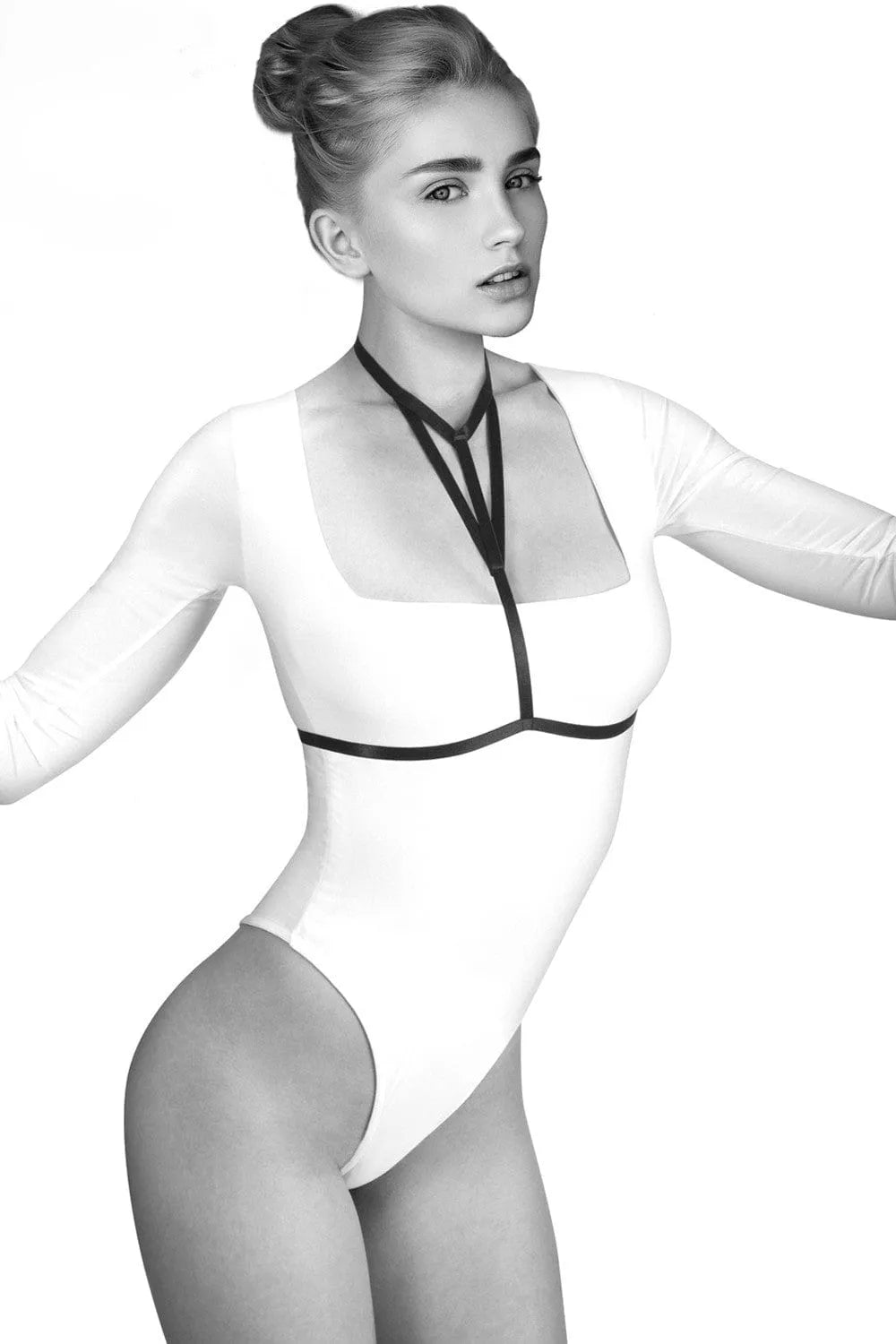 Harnais Noir Extensible Orné Pour Lingerie