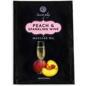 huile massage sensuelle pêche vin pétillant arôme envoûtant extrait truffe stimulation désir glisse soyeuse hydratation intense peau satinée